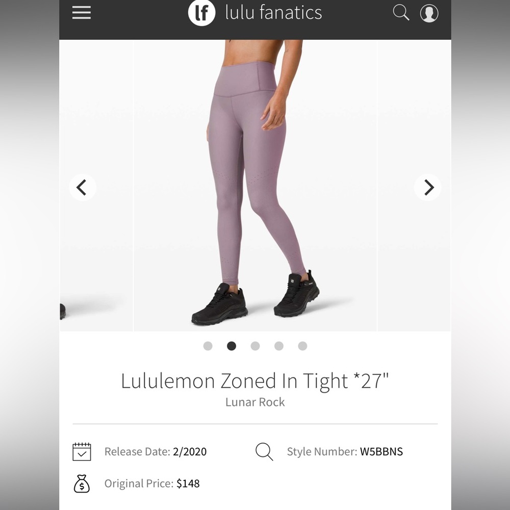 Lululemon zoned in tight in lunar rock size 4